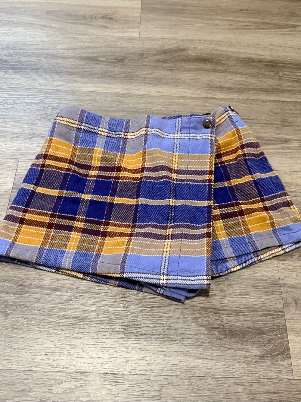 Free People Lavender and Mustard Plaid Mini Skort